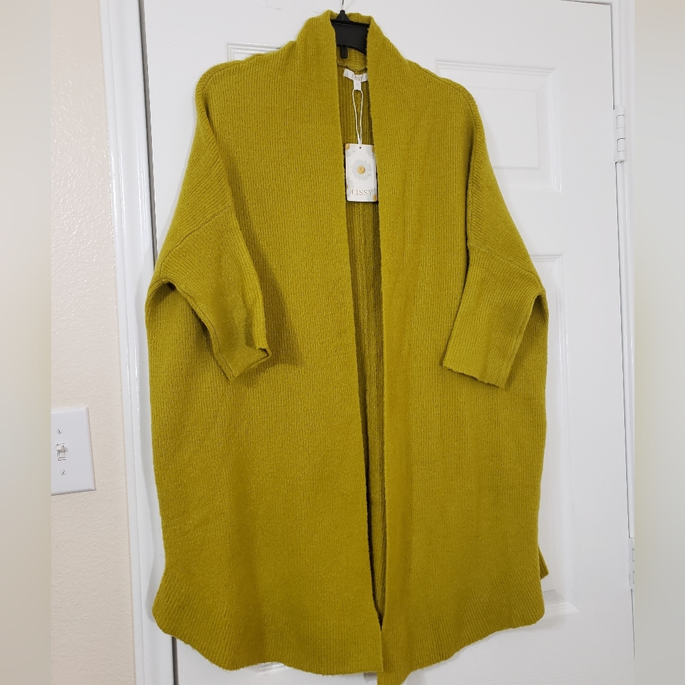 LISSY WINTER CARDIGAN SWEATER, SIZE SMALL,  TOPAZ COLOR.
